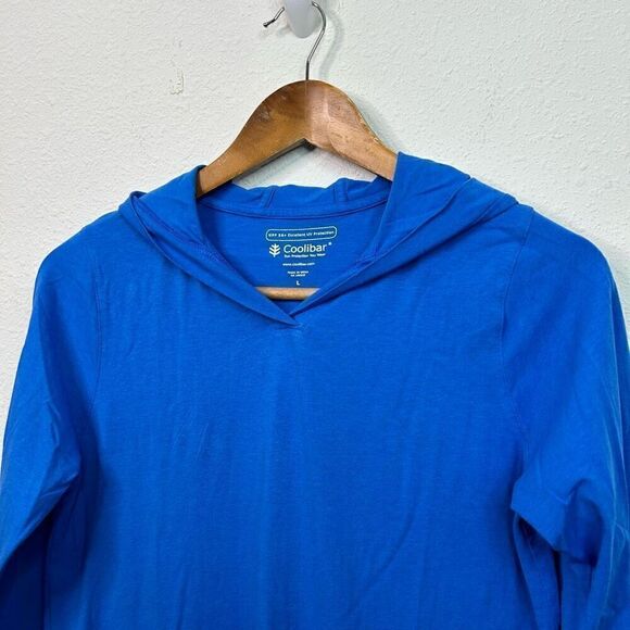 Coolibar Kids Solid Blue UPF 50+ UV Sun Protection Pullover Hoodie Size L - Picture 2 of 12